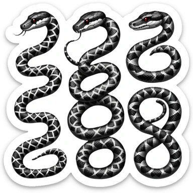 Numbers from 0 to 9 with black and white snake print sticker