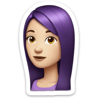 White girl with long straight black and purple hair sticker