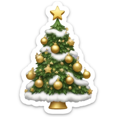 Christmas tree with white and gold decorations sticker