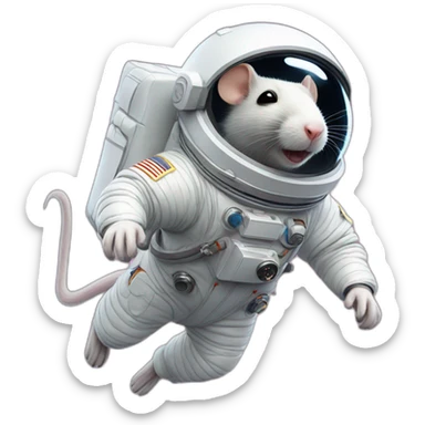 astronaut rat levitating sticker