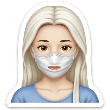 lady is relaxing with a facemask sticker