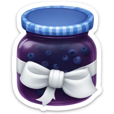 Jar of blueberry jelly with a white bow on it  sticker