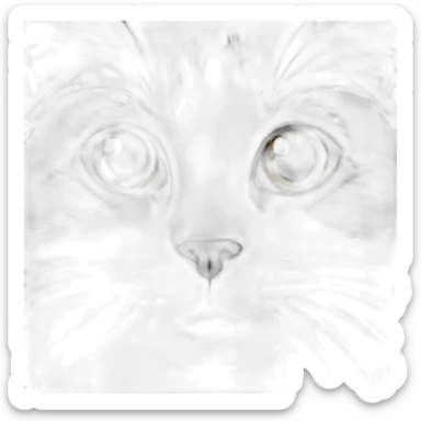 black and white cat face with long hair sticker