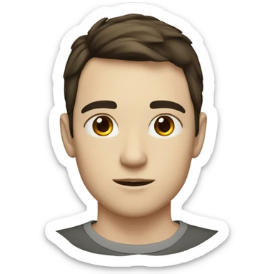 a handsome young man with short dark brown hair, pale skin and a scar between his eyebrows sticker