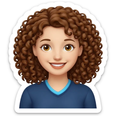 hazme una mujer blaca crespa con el pelo cafe  sticker