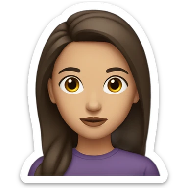 a brunette with resting bitch face sticker