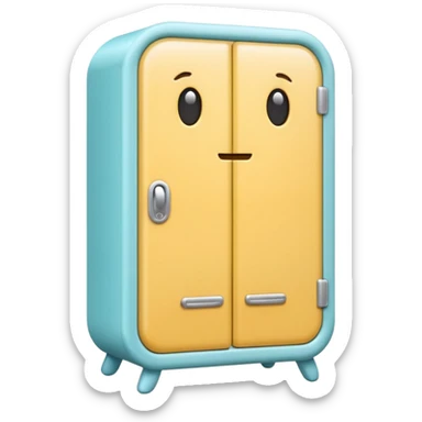 3D emoji-style wardrobe icon, cute, rounded, glossy, simple two-door design, soft shadows, clean background sticker