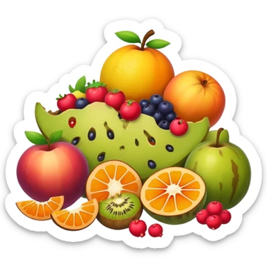 spoiled pile of half eaten fruits  sticker