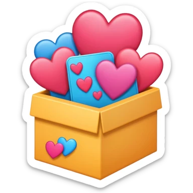 a box with an instagram logo on its face,  open with swipe files inside and hearts, likes  sticker