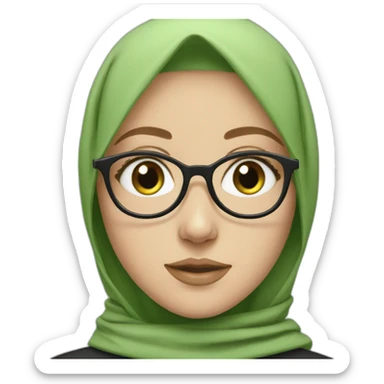 White girl with hijab with glasses and green eyes sticker