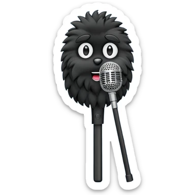 boom fluffy microphone with stick sticker