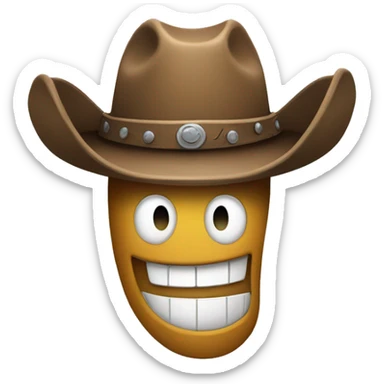 Neutral smiley face with cowboy hat sticker