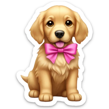 Small golden retriever with pink bow sticker
