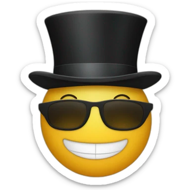 top hat with a face sticker
