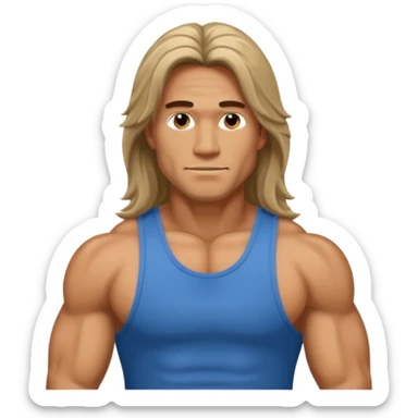 Long hair fat muscle men in tank top sticker