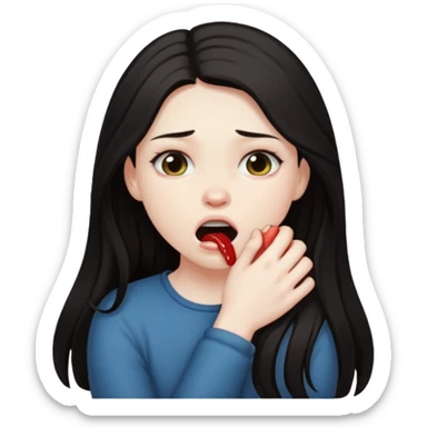 A girl choking herself sticker