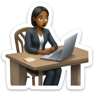 woman on laptop feeling discouraged, looking sad sticker