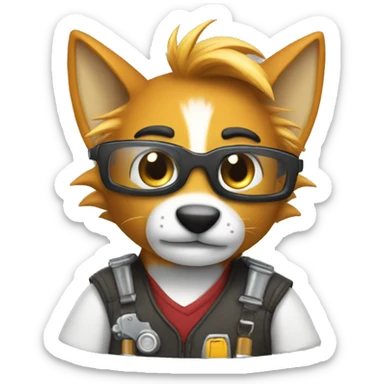 tails with mechanic glasses sticker