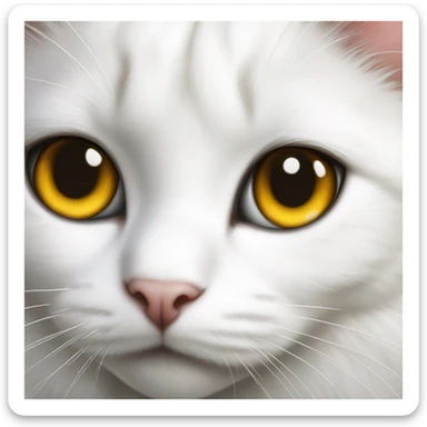 realistic cute white cat with black spot over eye golden eyes  sticker