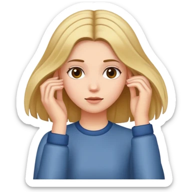 Girl tucking her hair sticker