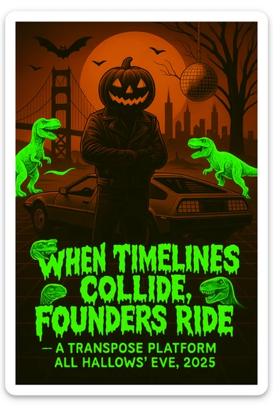 make the dinosaurs a neon green, create a font where the letters look like melting spooky sticker