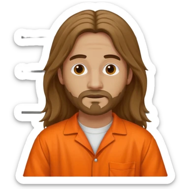prisoner long haired man in orange clothing sticker