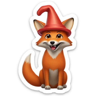 Fox wearing a hotdog hat sticker