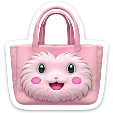 pink plush tote bag  sticker