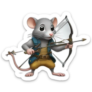 Rat wielding crossbow sticker