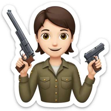 Este emoji 😂 de risa con una pistola en la mano sticker