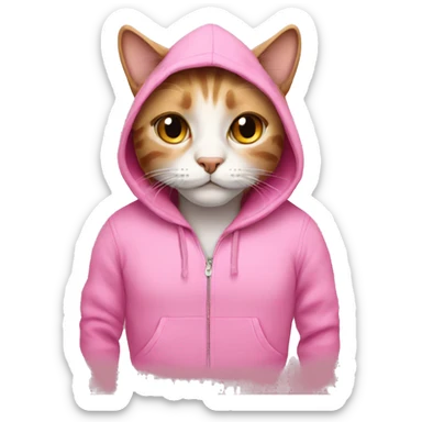 Cat wearing pink hoodie sticker