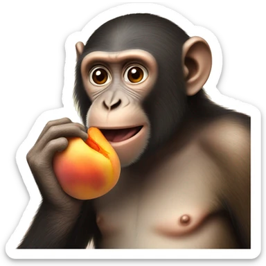 Monkey eating peach sticker