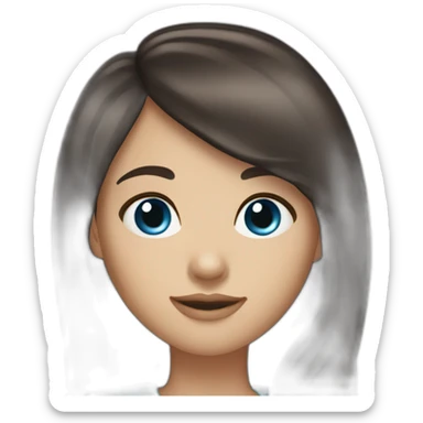 Dark brown long hair bangs girl with blue eyes sticker