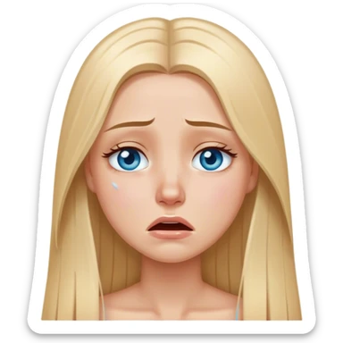 beautiful white girl with long straight blonde hair blue eyes crying  sticker
