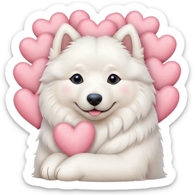 samoyed hug with pastel hearts sticker