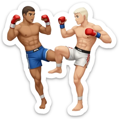 mma fighter kicks man white skin sticker
