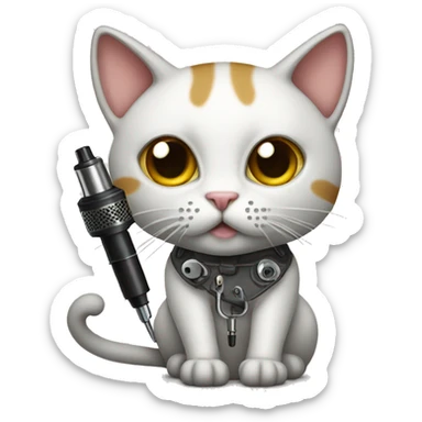 CAT With TATTOO machine  sticker