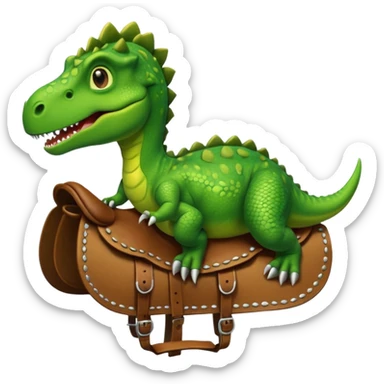 Dinosaur in saddle, front face sticker