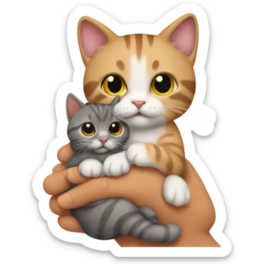 CAT with a baby cat in Hand  sticker