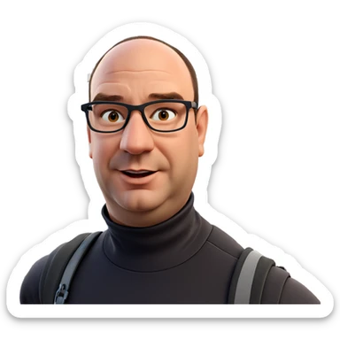 boy with backpack at lamppost sticker