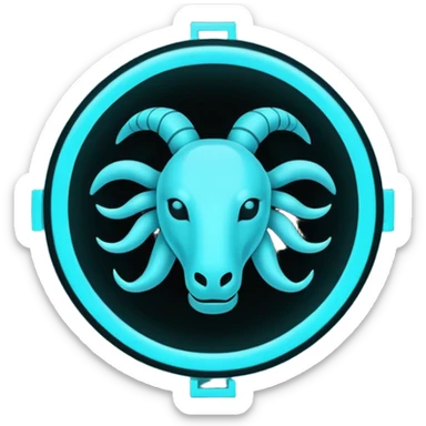 "A minimalistic glowing zodiac symbol ♓, centered on a dark cosmic background, symbol color #00d9ff, clean design, modern and luminous" sticker