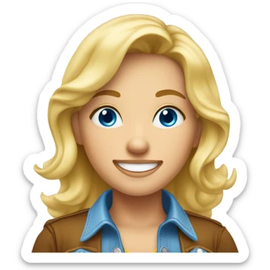 Cowgirl, blonde, blue eyes, big smile, bright round eyes sticker