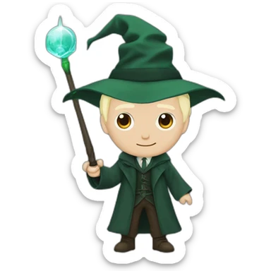 Draco malfoy with A wand and Sorting hat sticker