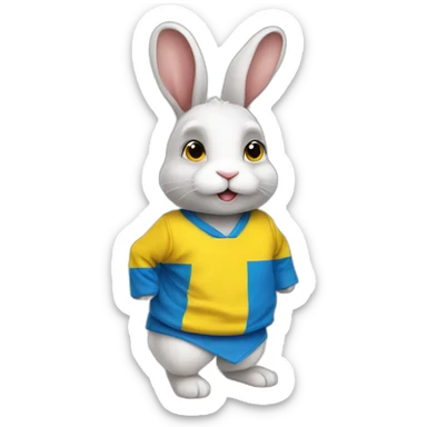 rabbit in a Ukrainian flag costume sticker