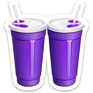 2 stacked together styro cups with purple juice inside visible from the top only sticker