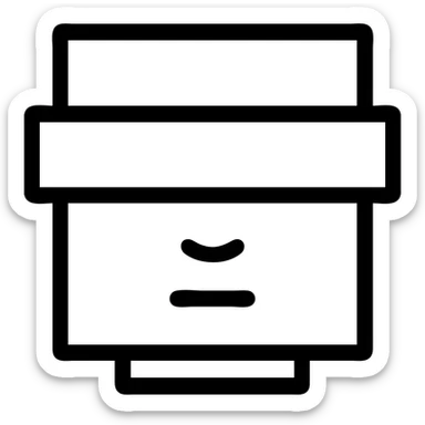 Make the head more blocky, like a Roblox logo, keep the minimal face and black censor bar over the eyes, outline style, with no background. sticker