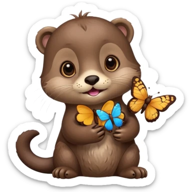 otter with butterflies and idea sticker