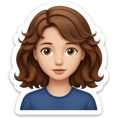 fille brune cheveux mi longs ondulés sticker