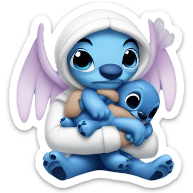 stitch and angel cuddling sticker