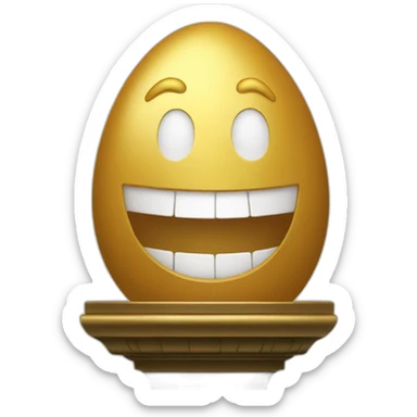 smiling golden egg on a pedestal sticker